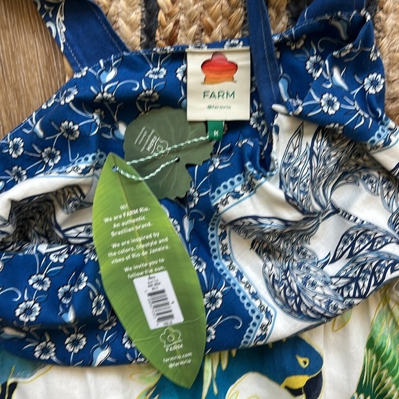 SOLD. NWT Farm Rio Tiered Blue Tiles Mixed Print Dress Medium - Picture 7 of 10